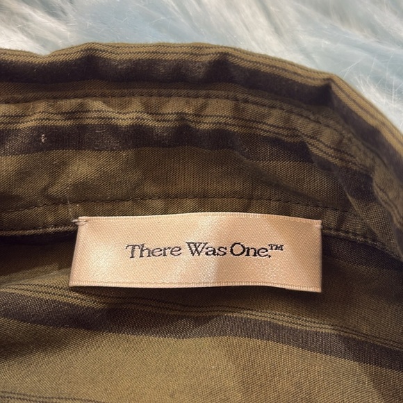 There Was One Green Black Stripe Button Down Top sz 44 - Picture 8 of 10